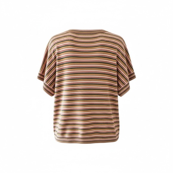 Madewell Women's Knit V Neck Short Sleeve Top Size XS Striped Multi Color - Picture 2 of 6